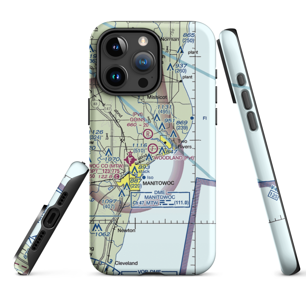 Woodland Airstrip (3WN7) VFR Sectional  Tough iPhone Case iPhone 15 Pro Max model shown