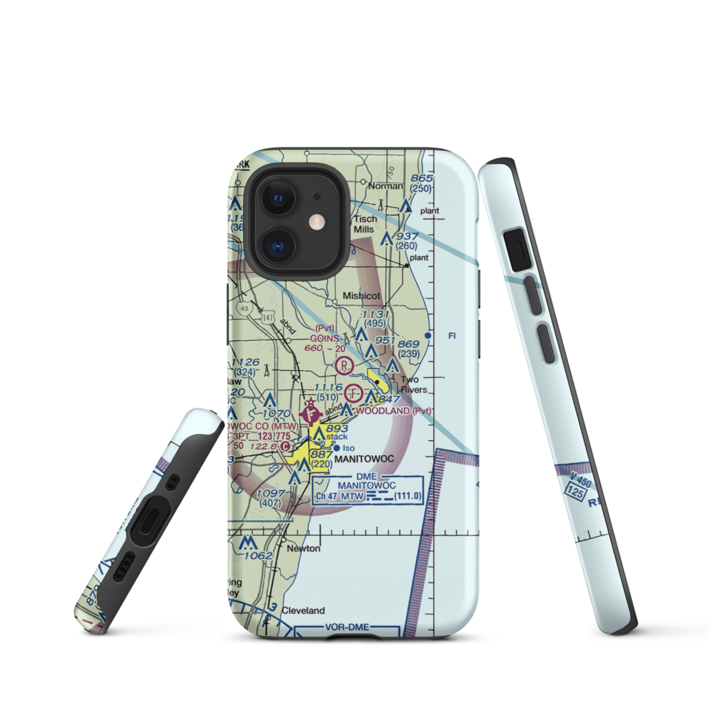 Woodland Airstrip (3WN7) VFR Sectional  Tough iPhone Case iPhone 12 mini model shown