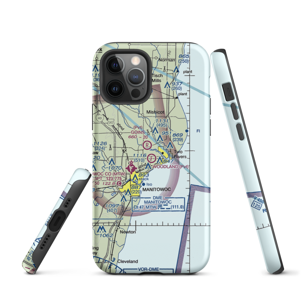 Woodland Airstrip (3WN7) VFR Sectional  Tough iPhone Case iPhone 12 Pro model shown