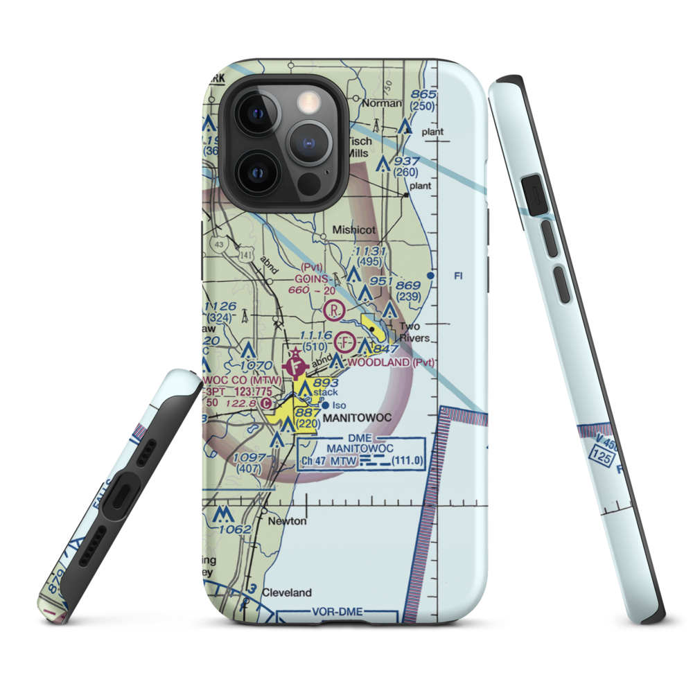 Woodland Airstrip (3WN7) VFR Sectional  Tough iPhone Case iPhone 12 Pro Max model shown