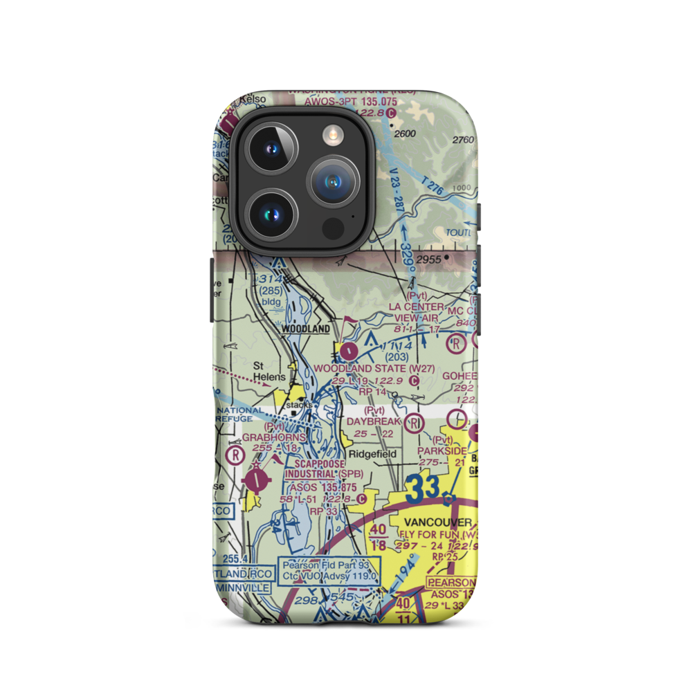 Woodland State Airport (W27) VFR Sectional  Tough iPhone Case iPhone 16 Pro model shown