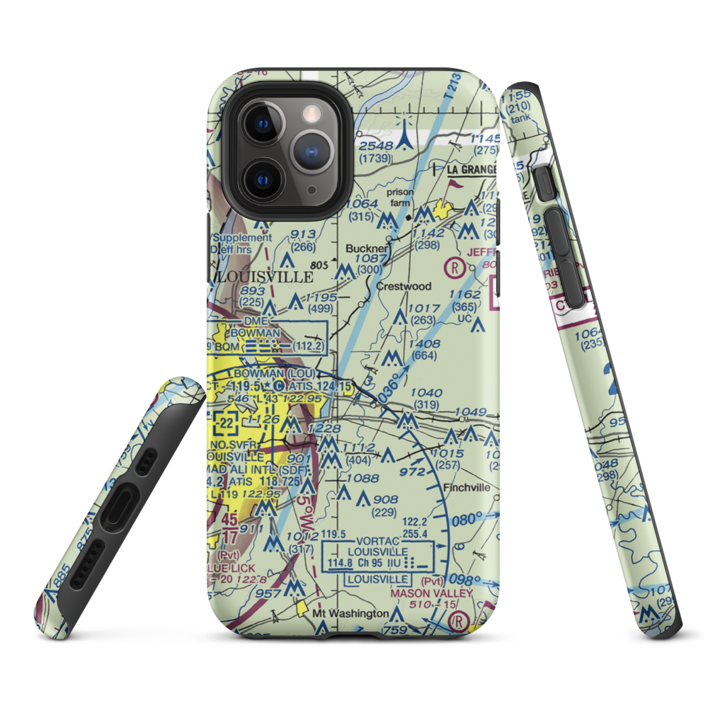 Woodledge Farm Airport (82KY) VFR Sectional  Tough iPhone Case iPhone 11 Pro model shown