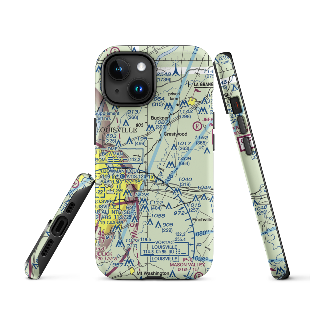 Woodledge Farm Airport (82KY) VFR Sectional  Tough iPhone Case iPhone 15 model shown