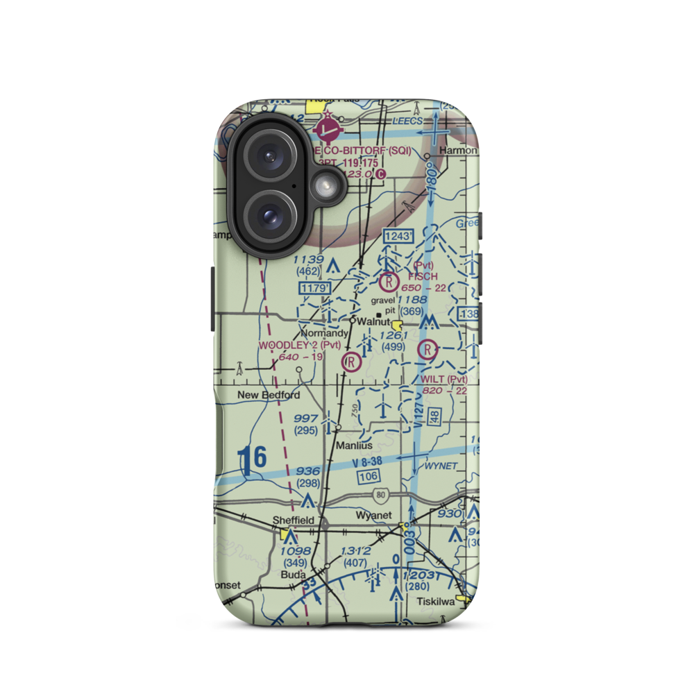 Woodley 2 Airport (5IL8) VFR Sectional  Tough iPhone Case iPhone 16 model shown