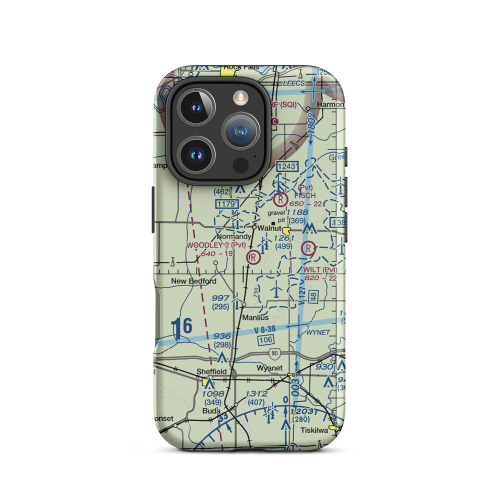 Woodley 2 Airport (5IL8) VFR Sectional  Tough iPhone Case iPhone 16 Pro model shown