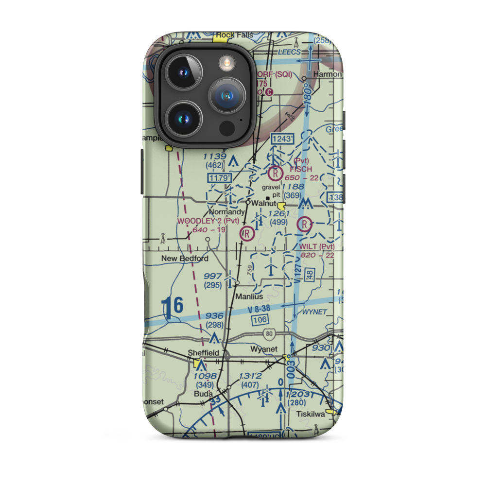 Woodley 2 Airport (5IL8) VFR Sectional  Tough iPhone Case iPhone 16 Pro Max model shown