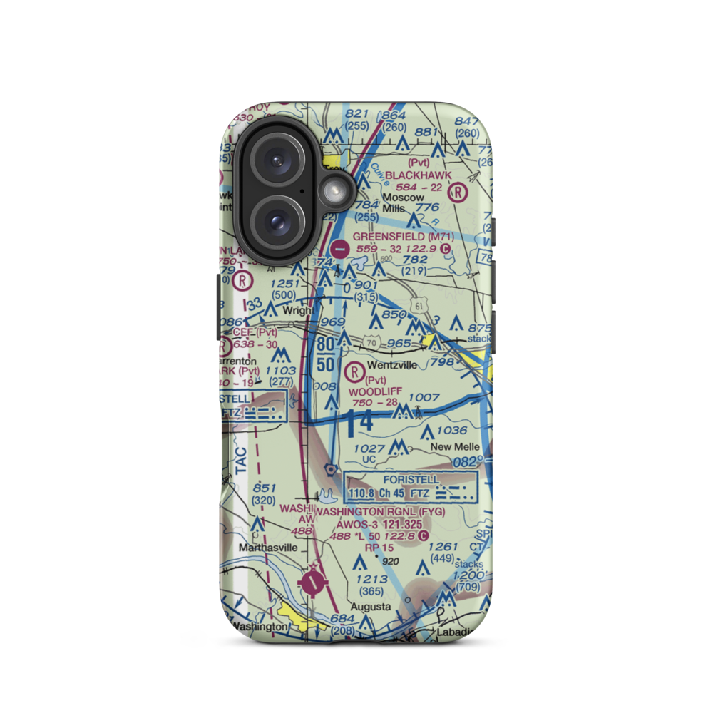 Woodliff Airpark (98MO) VFR Sectional  Tough iPhone Case iPhone 16 model shown