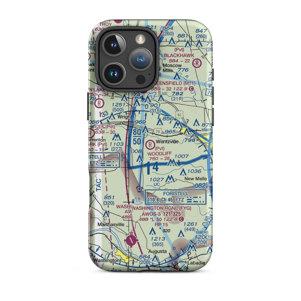Woodliff Airpark (98MO) VFR Sectional  Tough iPhone Case iPhone 16 Pro Max model shown
