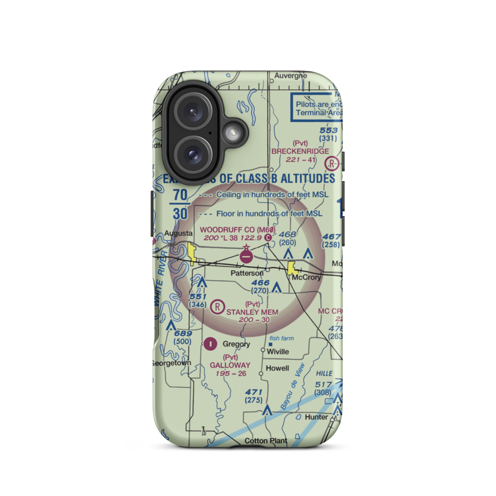 Woodruff County Airport (M60) VFR Sectional  Tough iPhone Case iPhone 16 model shown