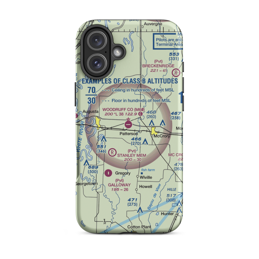 Woodruff County Airport (M60) VFR Sectional  Tough iPhone Case iPhone 16 Plus model shown