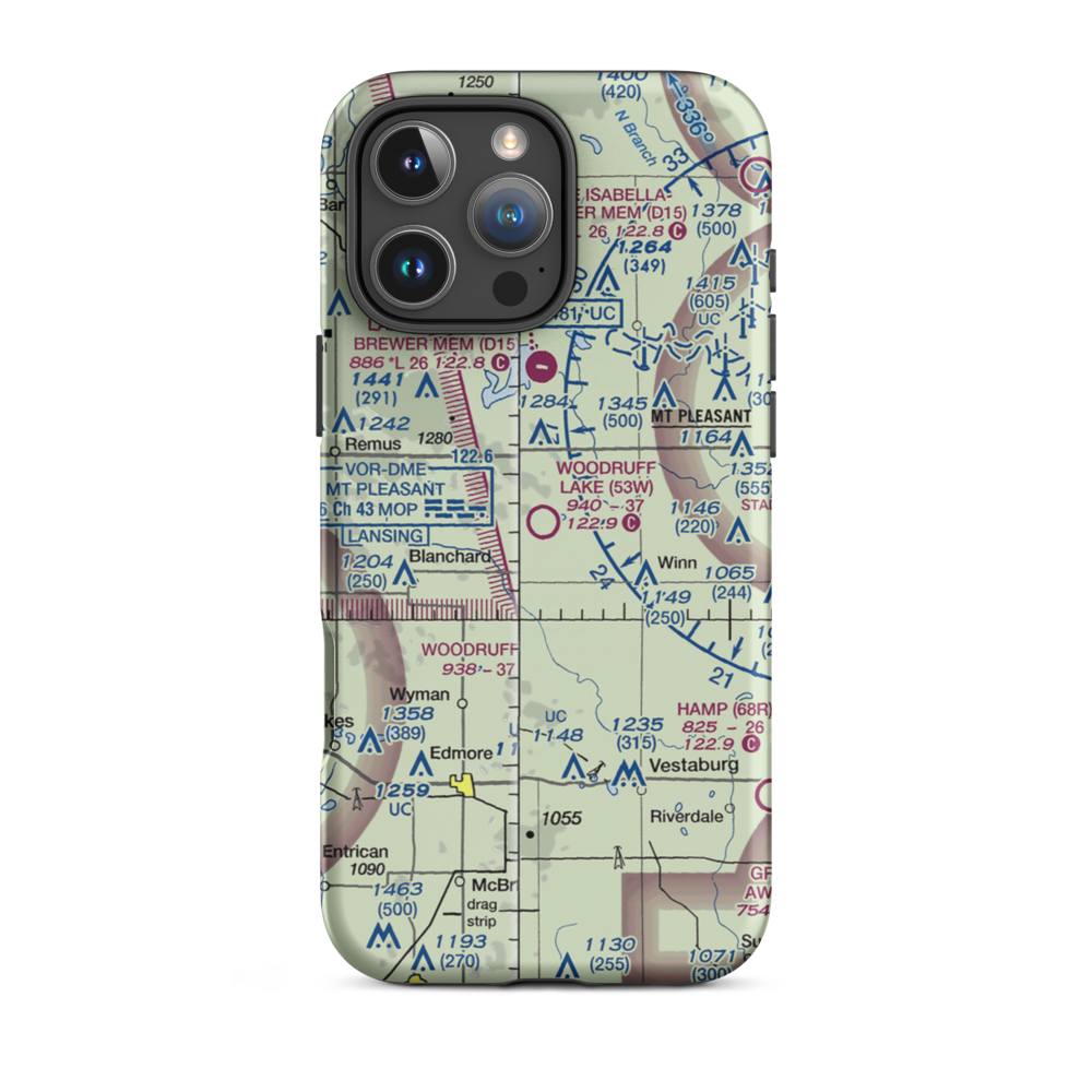 Woodruff Lake Airport (53W) VFR Sectional  Tough iPhone Case iPhone 16 Pro Max model shown