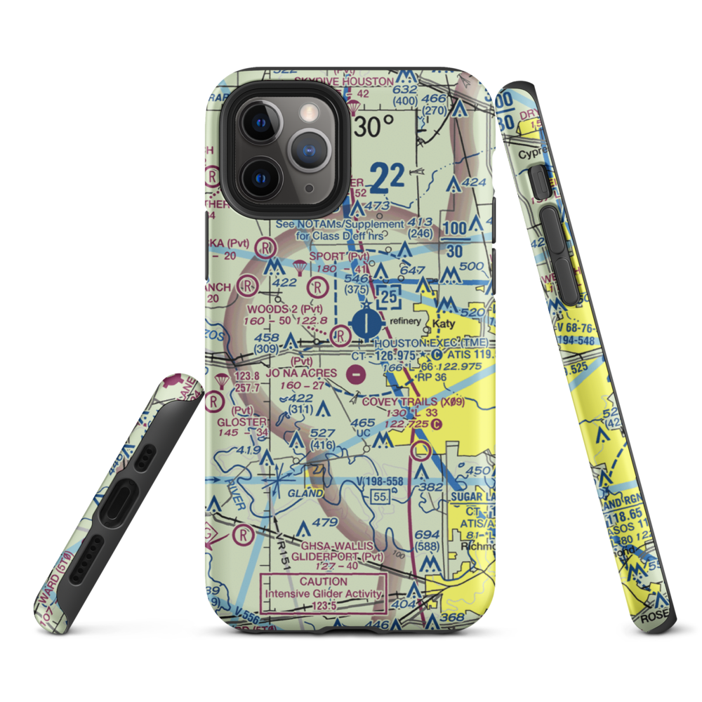 Woods Airport (77TX) VFR Sectional  Tough iPhone Case iPhone 11 Pro model shown