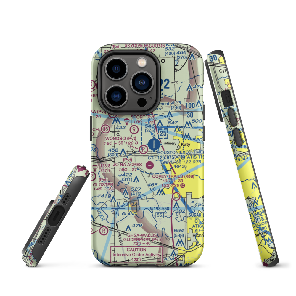 Woods Airport (77TX) VFR Sectional  Tough iPhone Case iPhone 14 Pro model shown