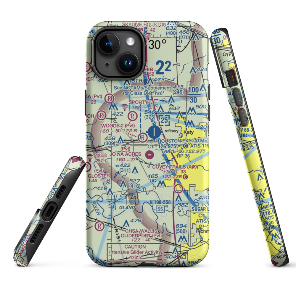 Woods Airport (77TX) VFR Sectional  Tough iPhone Case iPhone 15 Plus model shown