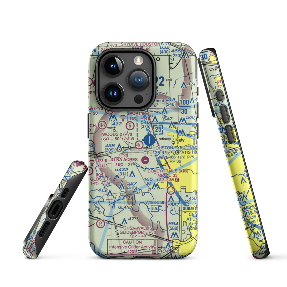 Woods Airport (77TX) VFR Sectional  Tough iPhone Case iPhone 15 Pro model shown