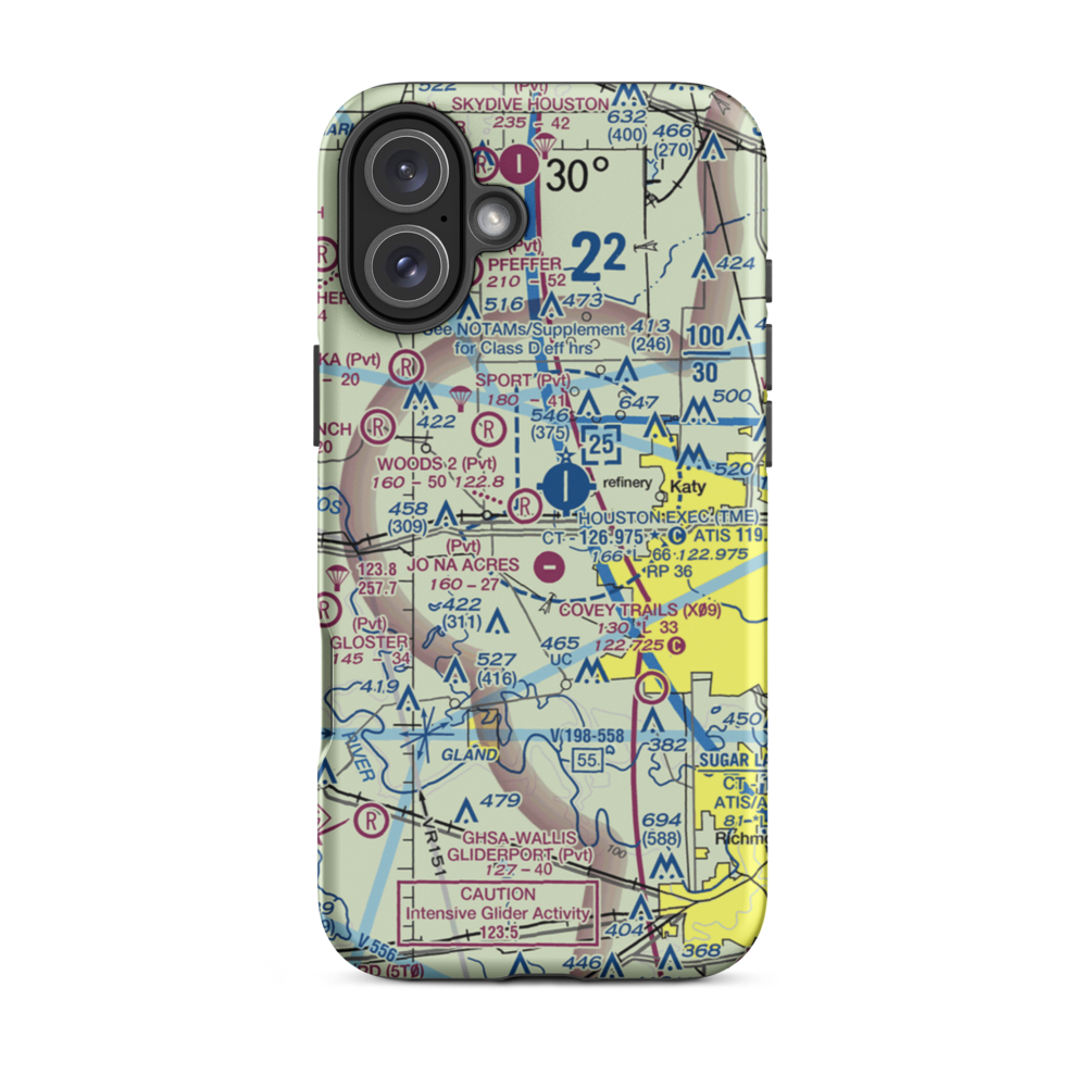 Woods Airport (77TX) VFR Sectional  Tough iPhone Case iPhone 16 Plus model shown
