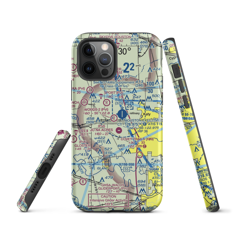 Woods Airport (77TX) VFR Sectional  Tough iPhone Case iPhone 12 Pro model shown