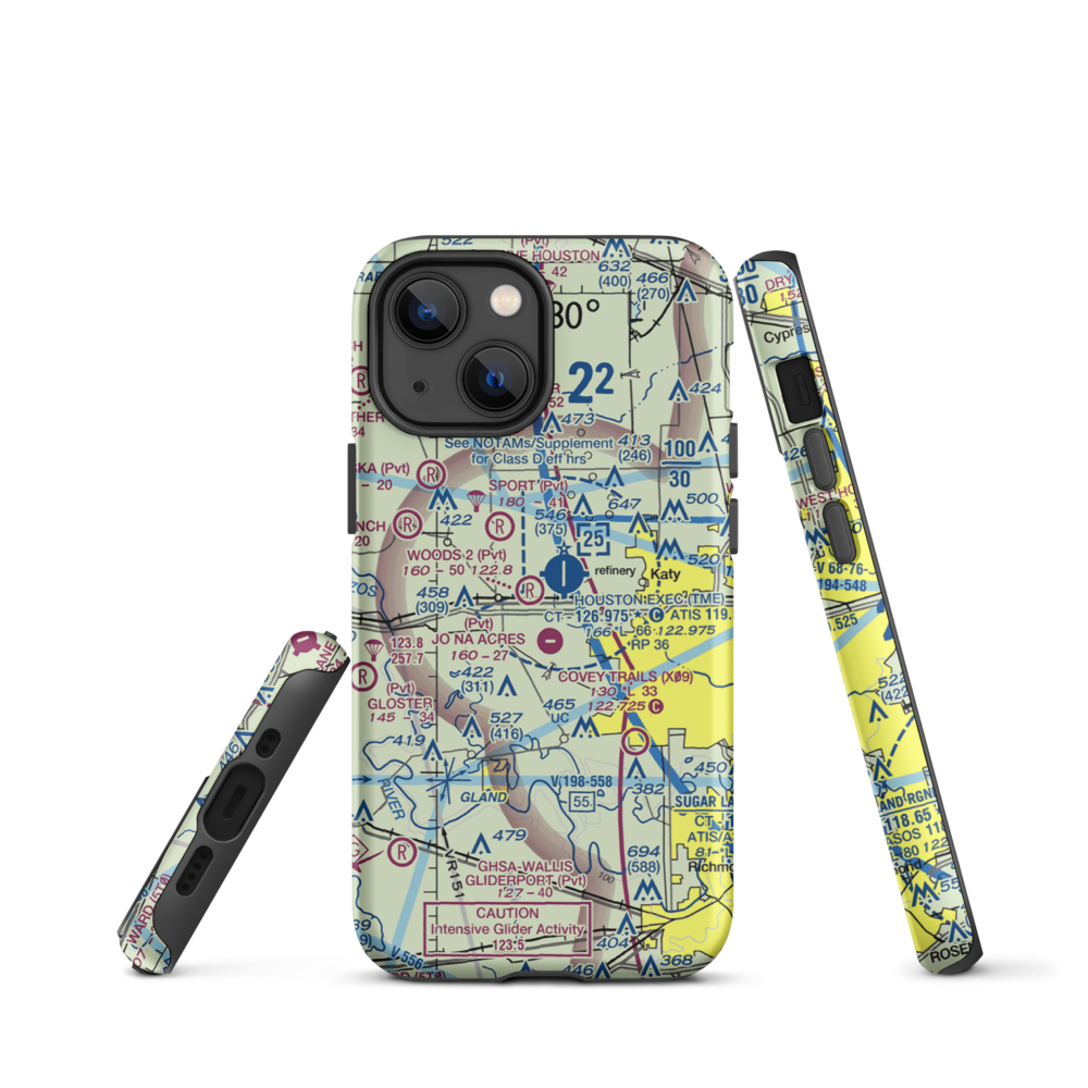 Woods Airport (77TX) VFR Sectional  Tough iPhone Case iPhone 13 mini model shown