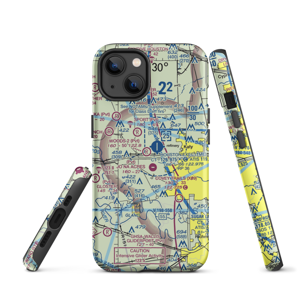 Woods Airport (77TX) VFR Sectional  Tough iPhone Case iPhone 13 model shown