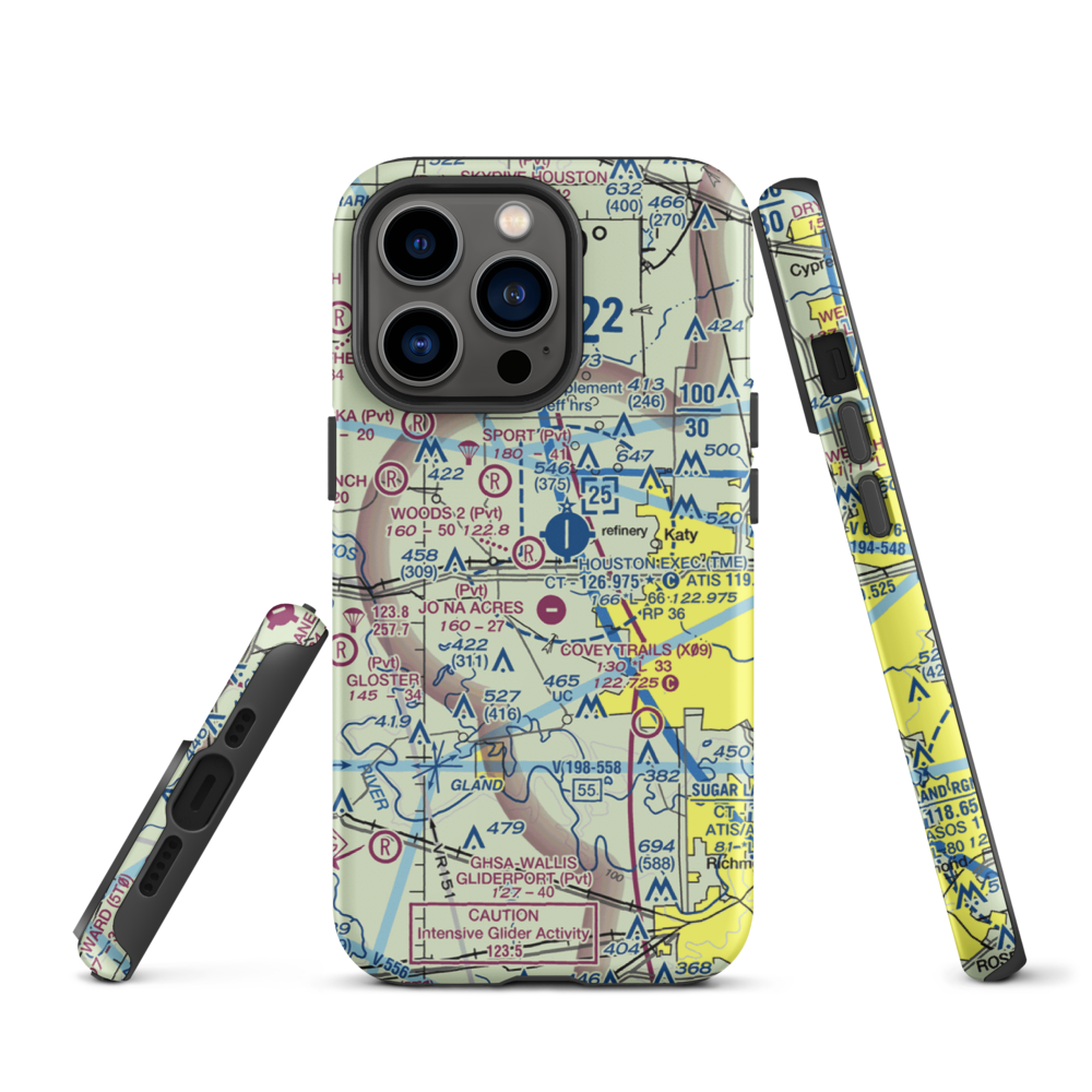 Woods Airport (77TX) VFR Sectional  Tough iPhone Case iPhone 13 Pro model shown