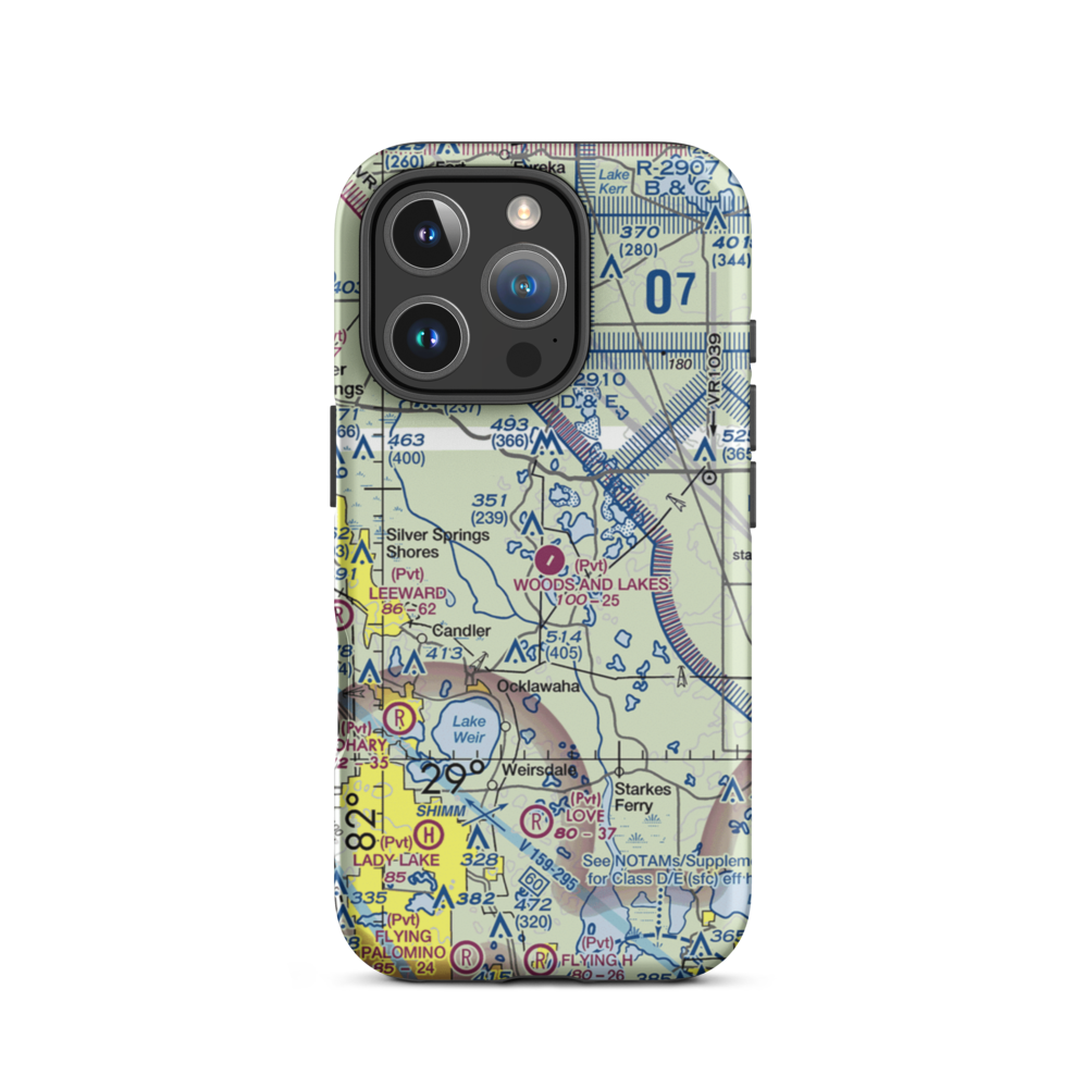 Woods and Lakes Airpark (FA38) VFR Sectional  Tough iPhone Case iPhone 16 Pro model shown