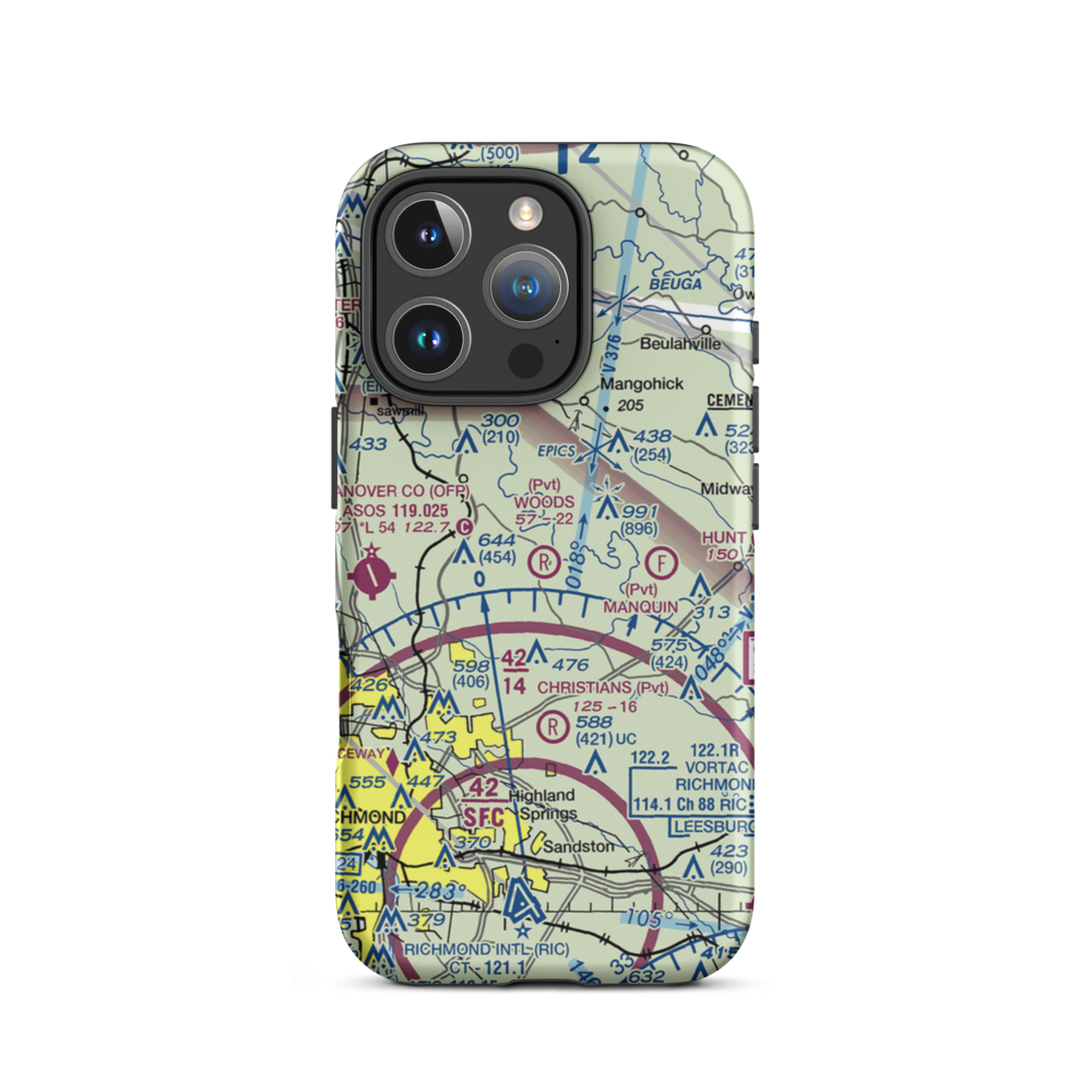 Woods Farm Airstrip (VA50) VFR Sectional  Tough iPhone Case iPhone 16 Pro model shown