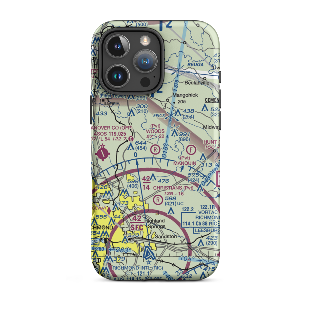Woods Farm Airstrip (VA50) VFR Sectional  Tough iPhone Case iPhone 16 Pro Max model shown