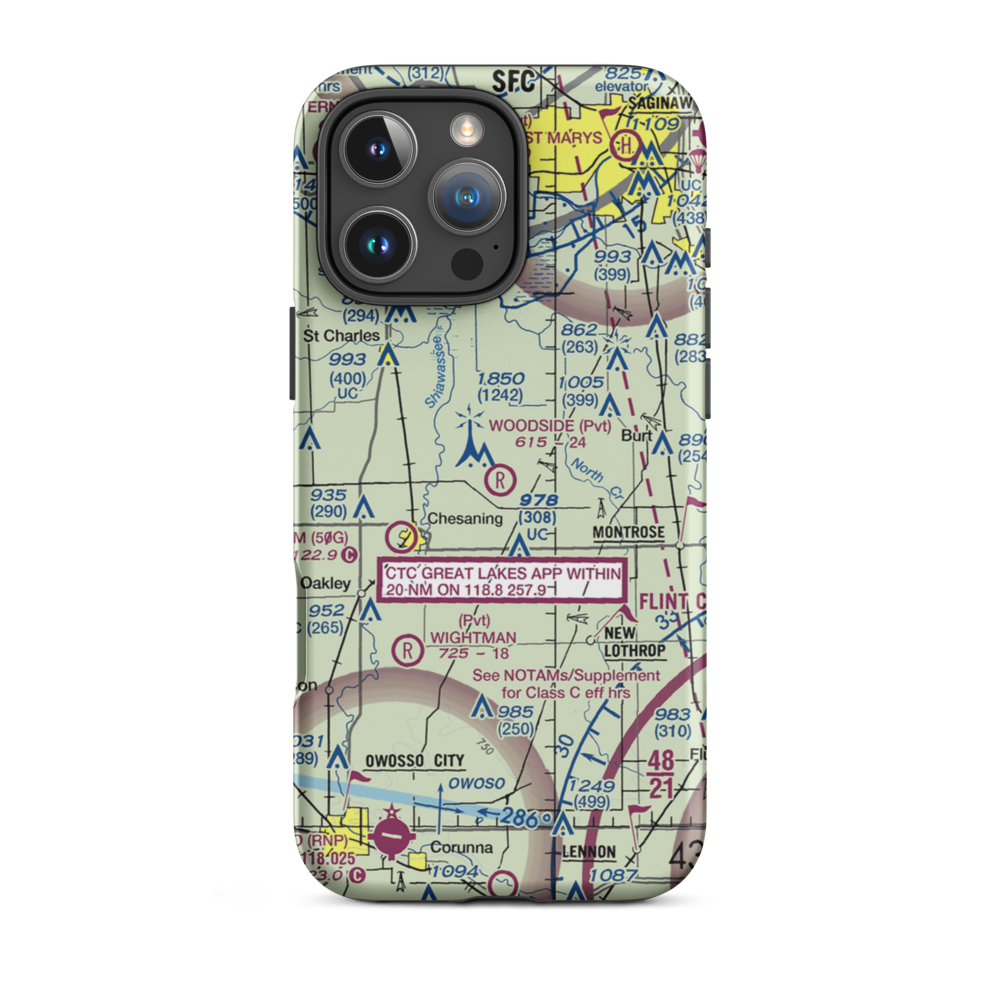 Woodside Airport (2MI0) VFR Sectional  Tough iPhone Case iPhone 16 Pro Max model shown