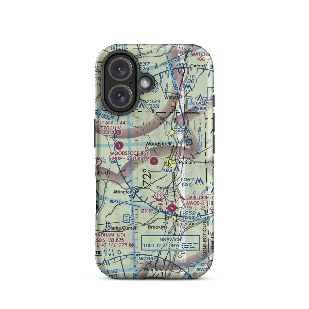 Woodstock Airport (64CT) VFR Sectional  Tough iPhone Case iPhone 16 model shown