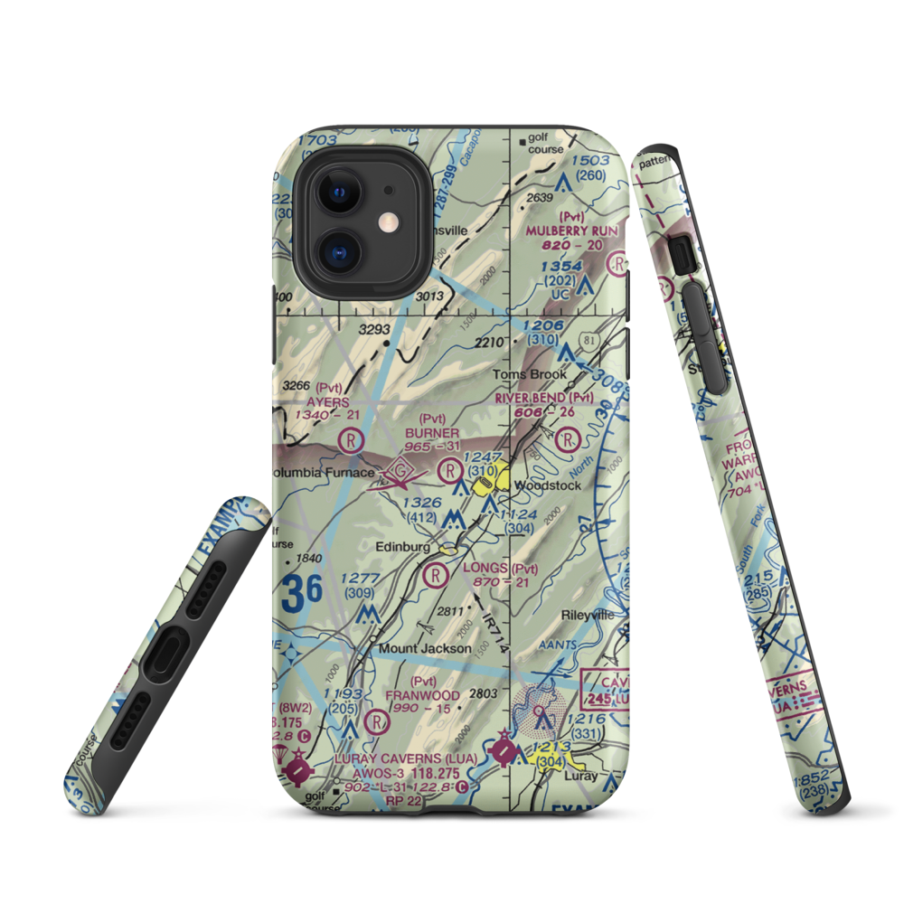 Woodstock Airport (VG55) VFR Sectional  Tough iPhone Case iPhone 11 model shown