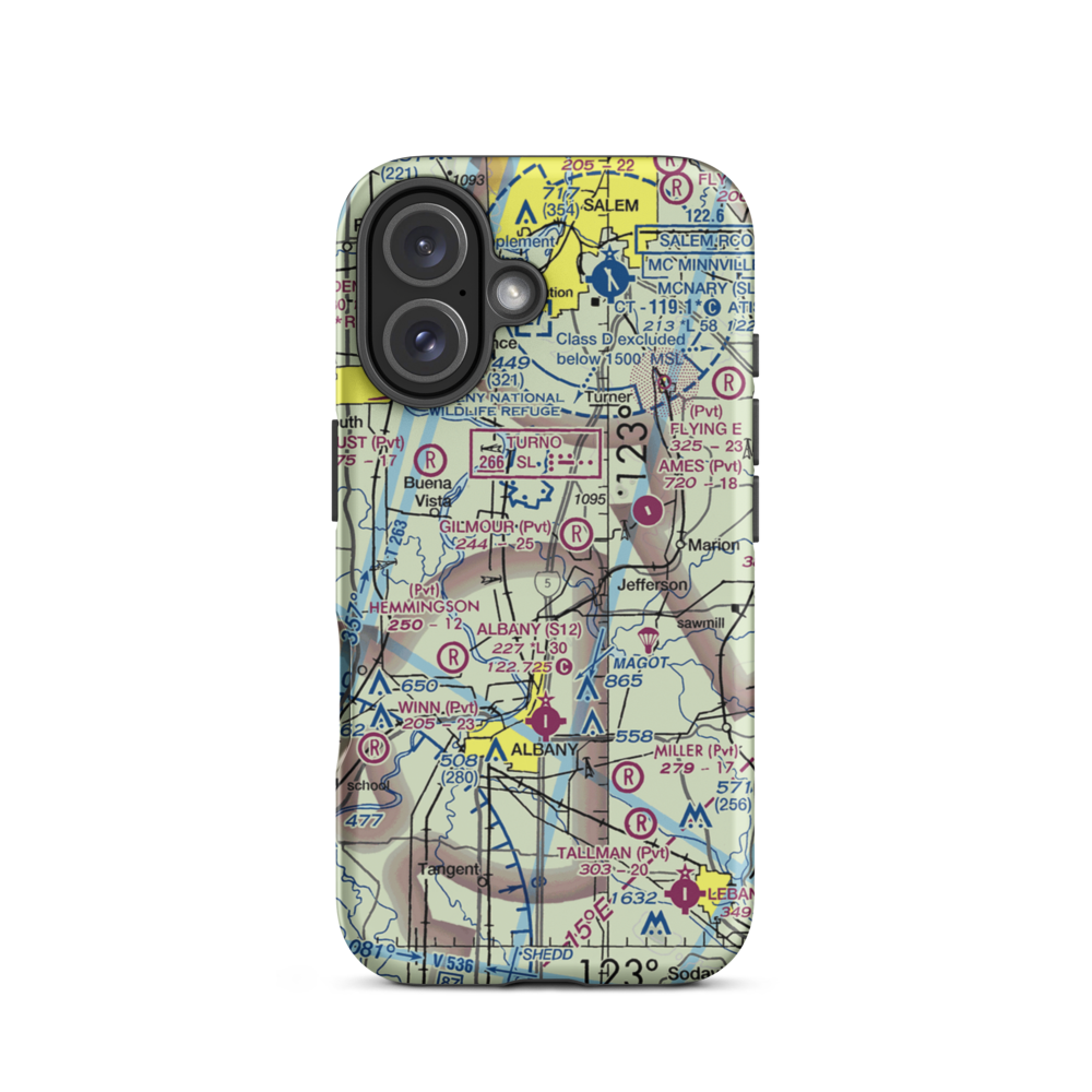 Wooldridge Agstrip Airport (9OR8) VFR Sectional  Tough iPhone Case iPhone 16 model shown