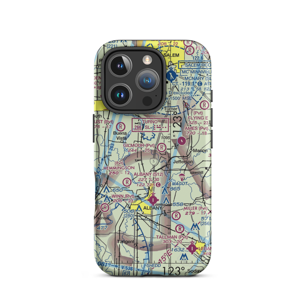 Wooldridge Agstrip Airport (9OR8) VFR Sectional  Tough iPhone Case iPhone 16 Pro model shown