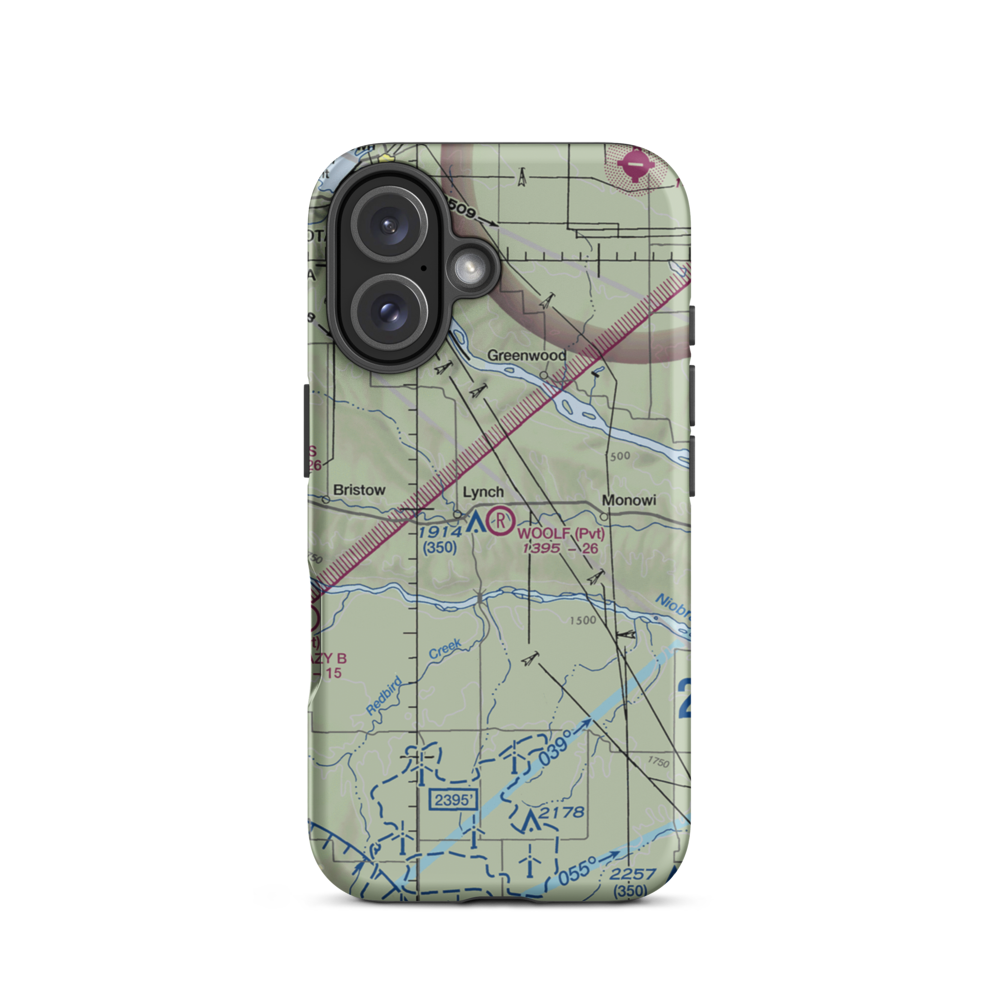 Woolf Brothers Airport (NE06) VFR Sectional  Tough iPhone Case iPhone 16 model shown