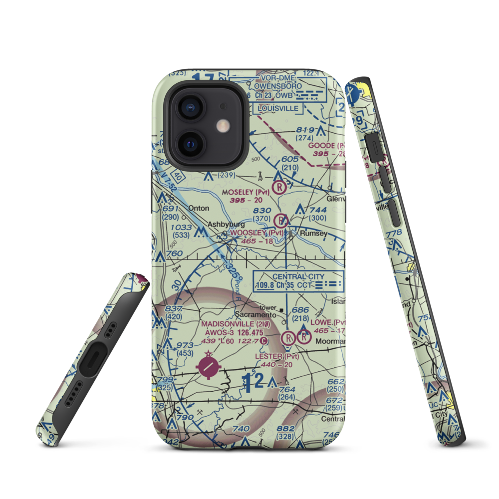 Woosley Airport (94KY) VFR Sectional  Tough iPhone Case iPhone 12 model shown