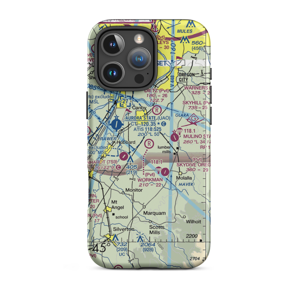 Workman Airpark (OR41) VFR Sectional  Tough iPhone Case iPhone 16 Pro Max model shown