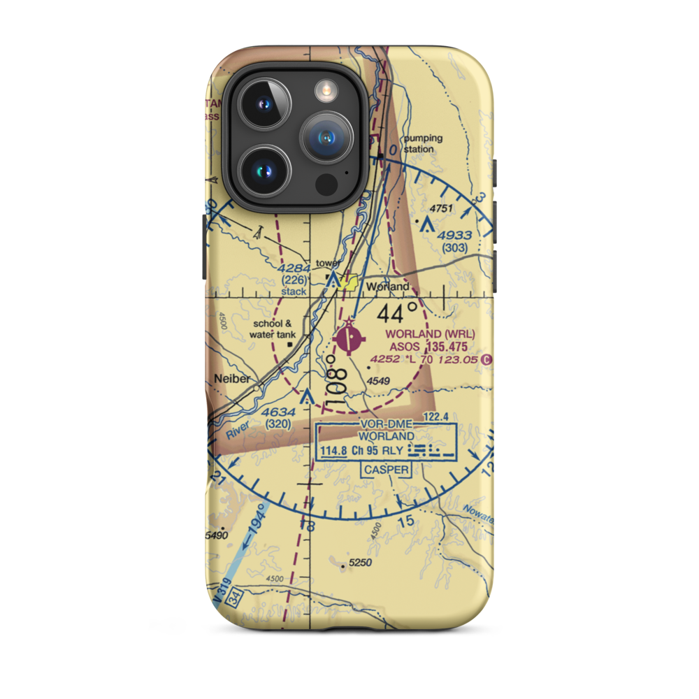 Worland Municipal Airport (WRL) VFR Sectional  Tough iPhone Case iPhone 16 Pro Max model shown
