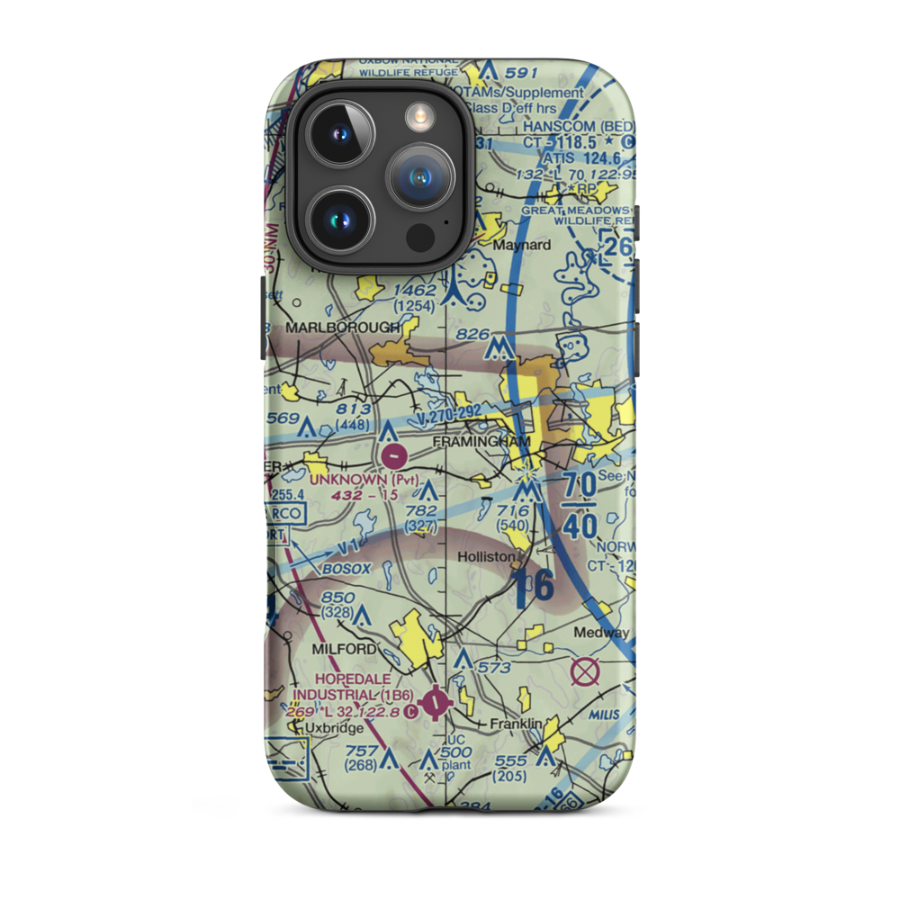 Wormid Airport (08MA) VFR Sectional  Tough iPhone Case iPhone 16 Pro Max model shown