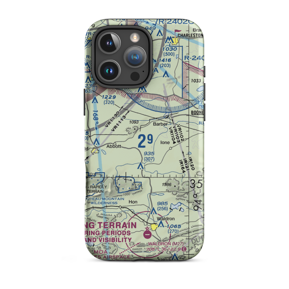 Worth James Ranch Airport (4AR7) VFR Sectional  Tough iPhone Case iPhone 16 Pro Max model shown