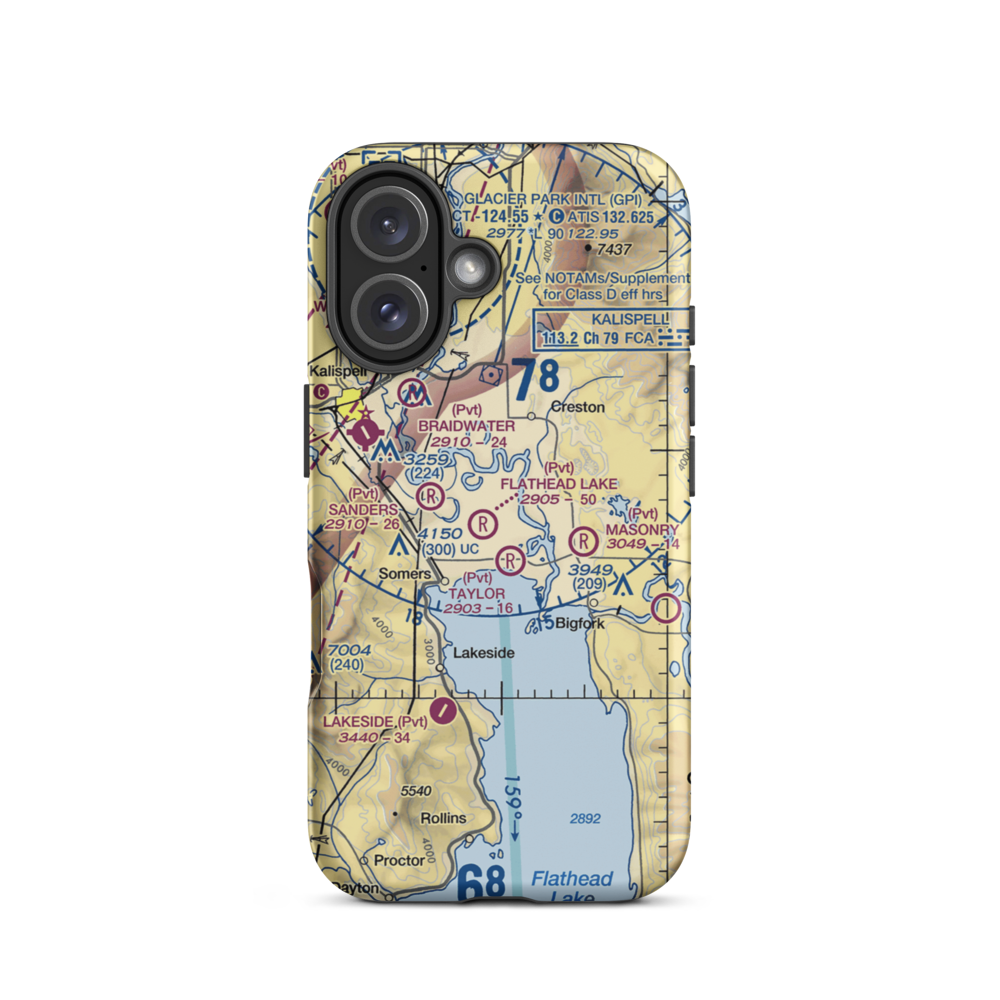 Wounded Buck Ranch Airport (22MT) VFR Sectional  Tough iPhone Case iPhone 16 model shown