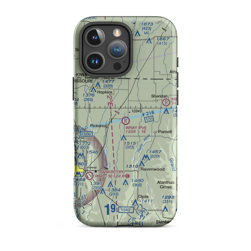 Wray Airfield (MU13) VFR Sectional  Tough iPhone Case iPhone 16 Pro Max model shown
