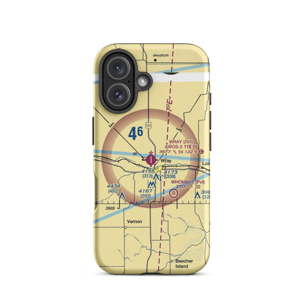 Wray Municipal Airport (2V5) VFR Sectional  Tough iPhone Case iPhone 16 model shown
