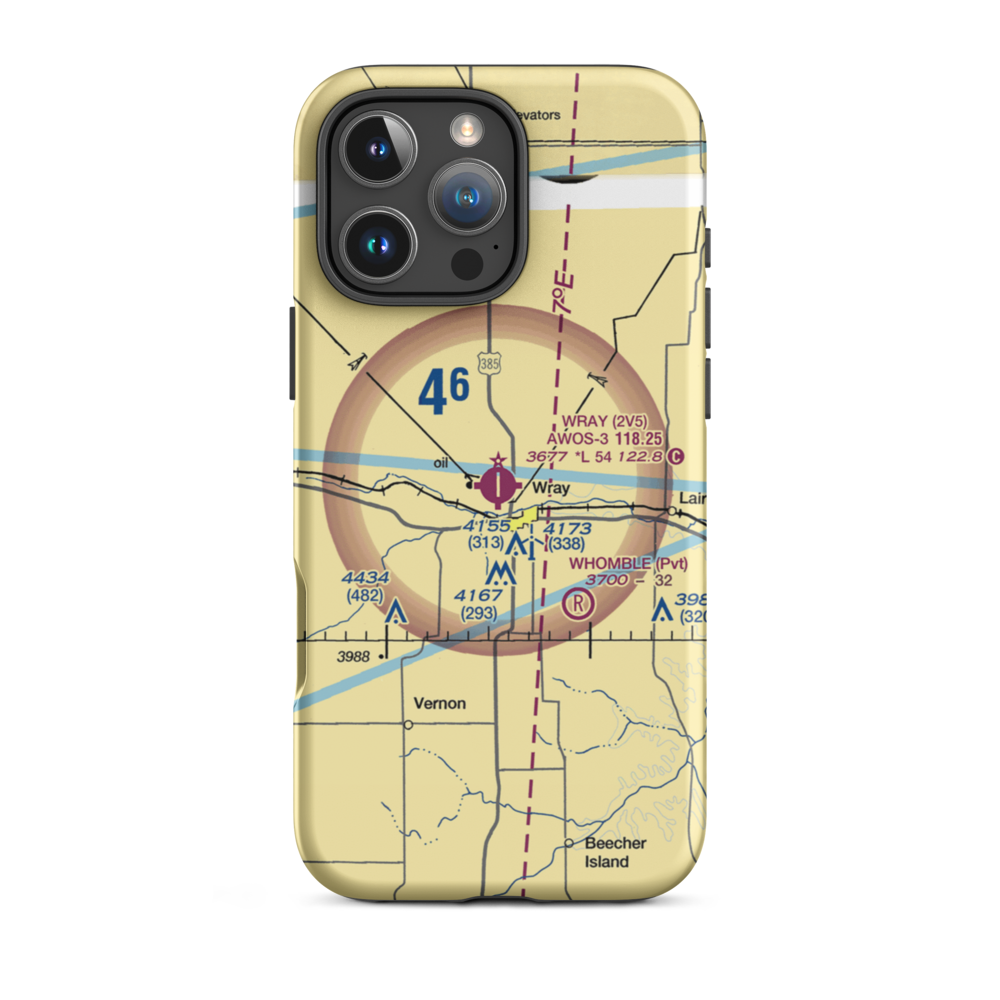 Wray Municipal Airport (2V5) VFR Sectional  Tough iPhone Case iPhone 16 Pro Max model shown