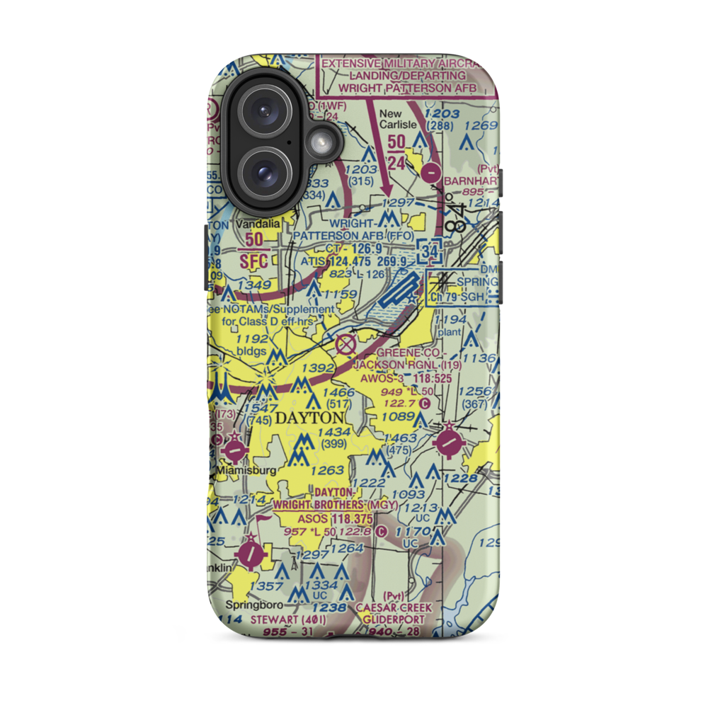 Wright Field (DWF) VFR Sectional  Tough iPhone Case iPhone 16 Plus model shown