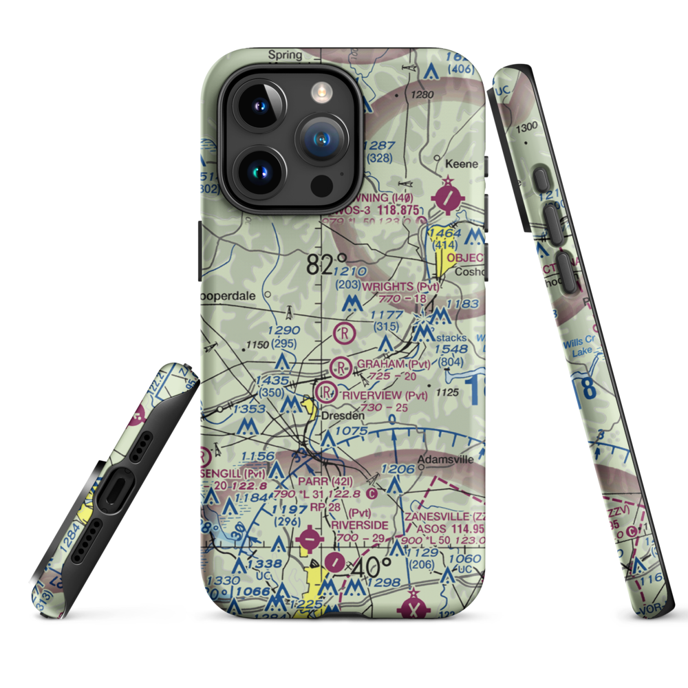 Wright's Field (36OH) VFR Sectional  Tough iPhone Case iPhone 15 Pro Max model shown