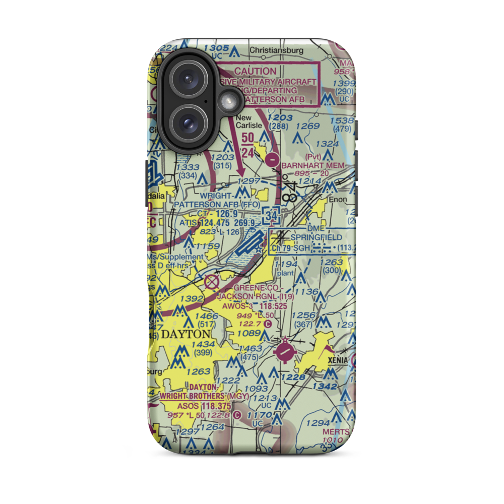 Wright-Patterson Air Force Base (FFO) VFR Sectional  Tough iPhone Case iPhone 16 Plus model shown