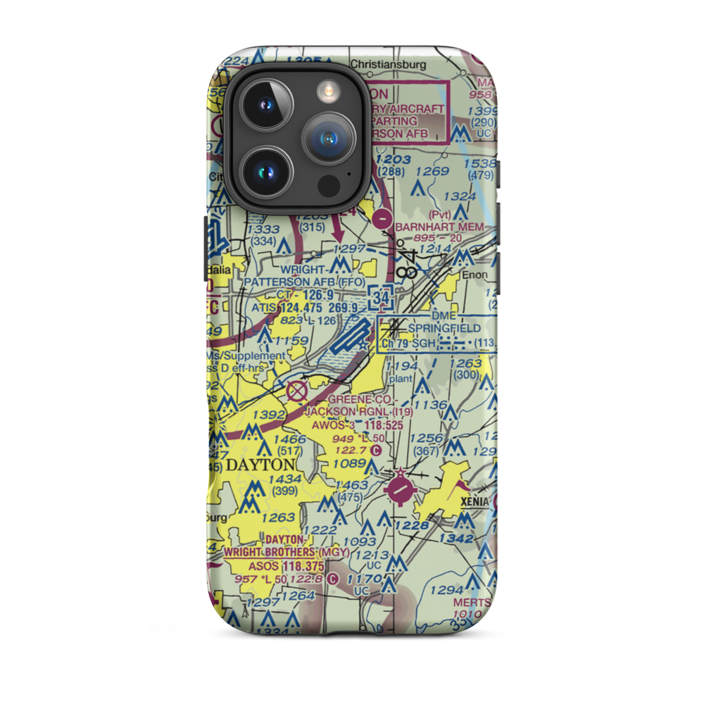 Wright-Patterson Air Force Base (FFO) VFR Sectional  Tough iPhone Case iPhone 16 Pro Max model shown