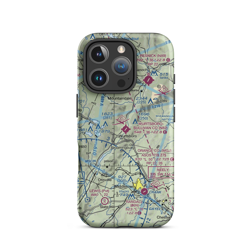 Wurtsboro Sullivan County Airport (N82) VFR Sectional  Tough iPhone Case iPhone 16 Pro model shown