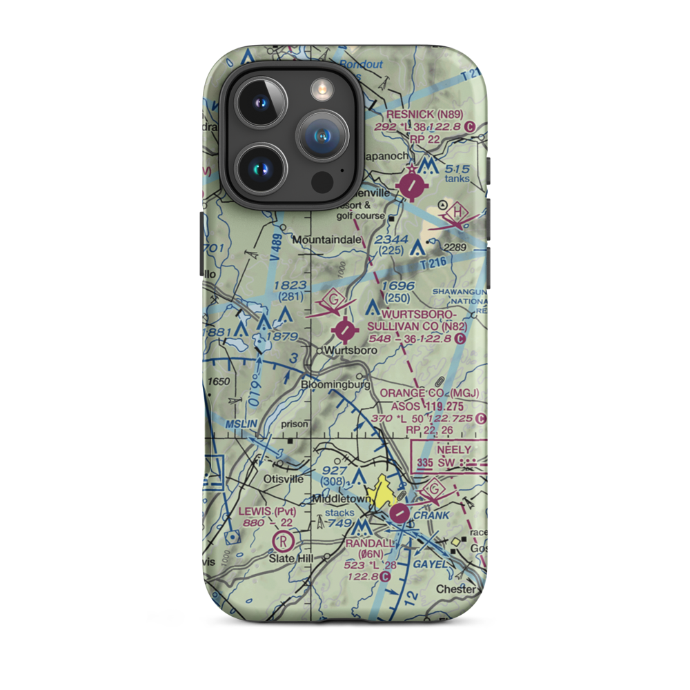 Wurtsboro Sullivan County Airport (N82) VFR Sectional  Tough iPhone Case iPhone 16 Pro Max model shown