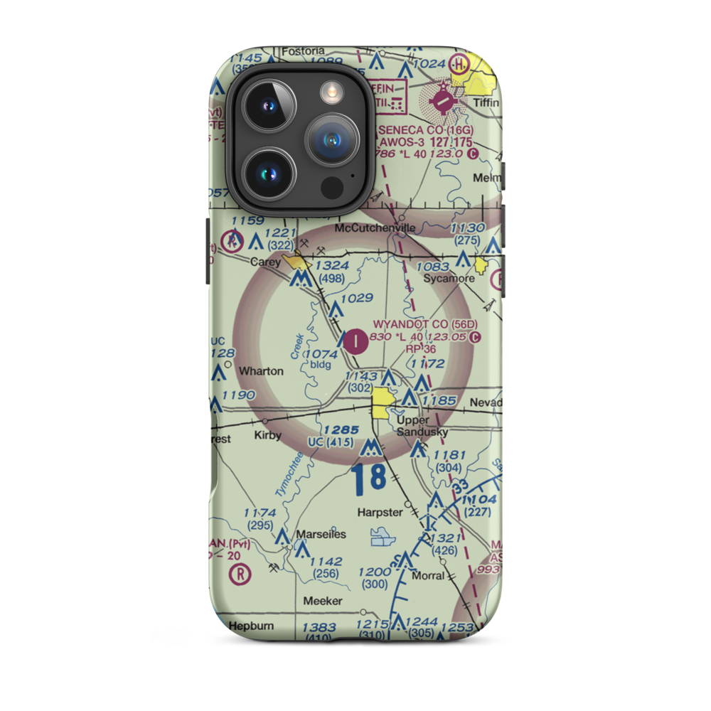 Wyandot County Airport (56D) VFR Sectional  Tough iPhone Case iPhone 16 Pro Max model shown