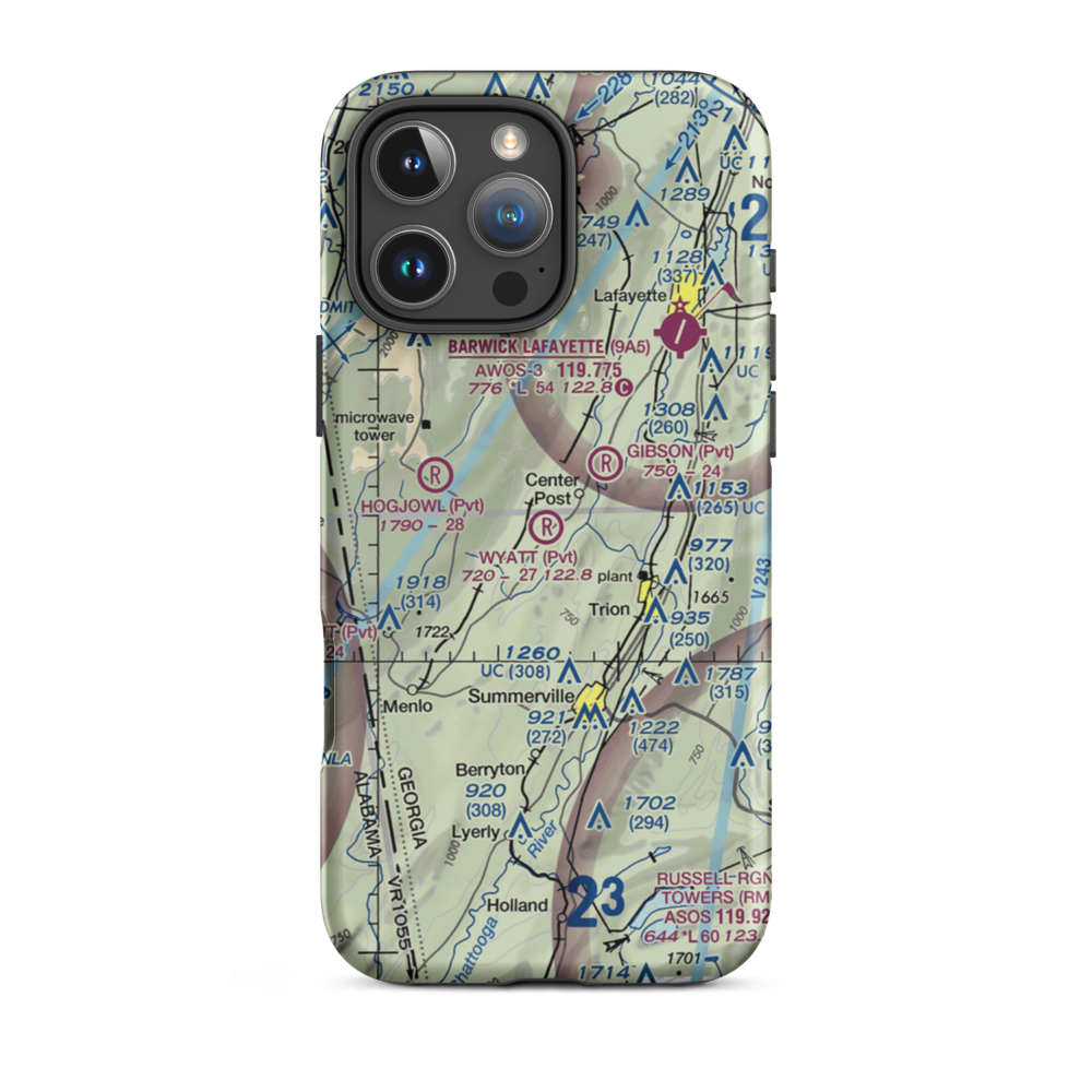Wyatt Airport (GA23) VFR Sectional  Tough iPhone Case iPhone 16 Pro Max model shown